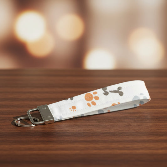 Keychain with paw print design on a light background