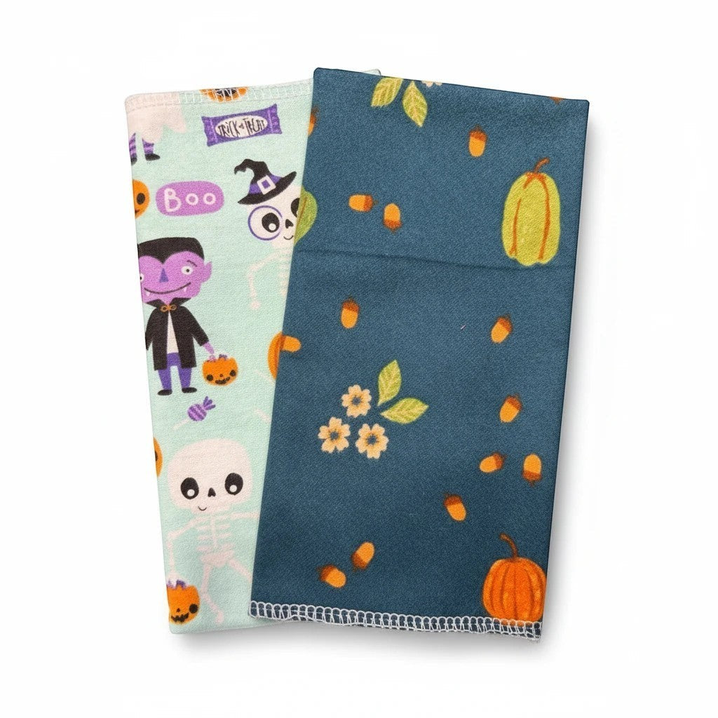 Crafts by Serenity reusable paper towels with festive Halloween pumpkin, skeleton, and autumn patterns in a set of 11.